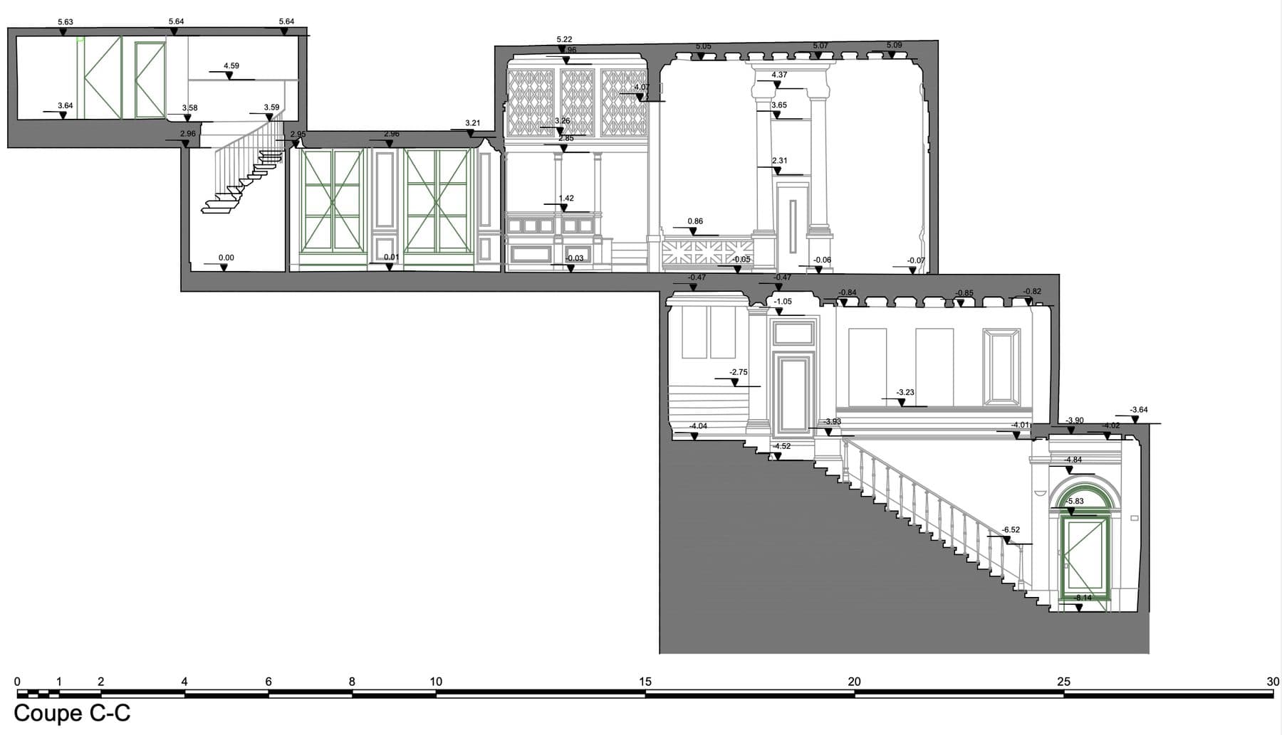 Plan de coupe d'un immeuble parisien